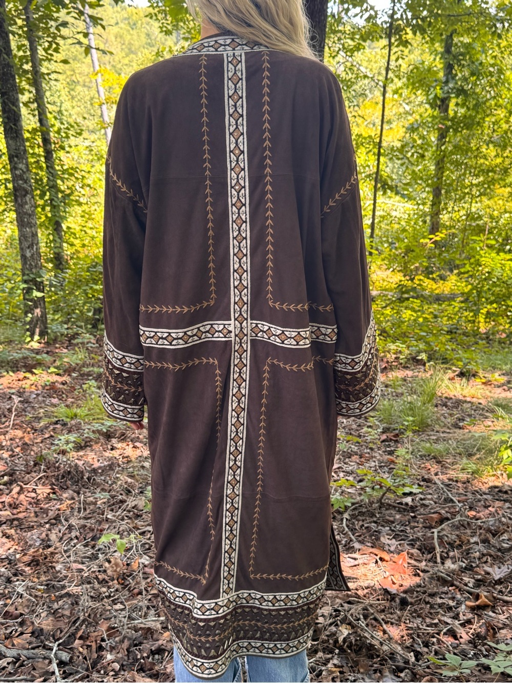 Double D Ranch Suede Embroidered & Beaded Full-Length Duster l Coat - Picture 10 of 16